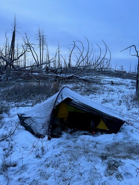 Tent in a snowy land